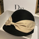 Korean temperament fashion bow woolen cap wild cashmere equestrian felt hat elegant hat British