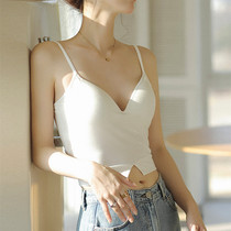 Spring and summer new deep V camisole ladies modal solid color inner and outer wear bottoming chest pad cotton beautiful back