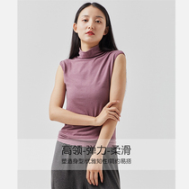 Autumn and winter new solid color Western-style high-neck thermal vest womens intellectual inner home seamless sanding sleeveless bottoming