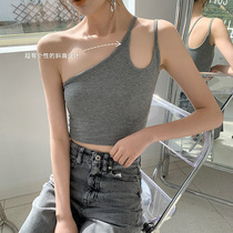 Spring and summer new womens thin belt slanted shoulder short camisole is thin and individualized with modal sexy outer wear