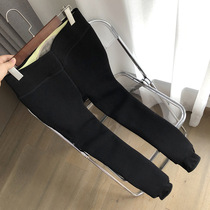 Northern winter new style plus velvet thickened solid color foot leggings all-match warm one-piece pants womens pressure pants