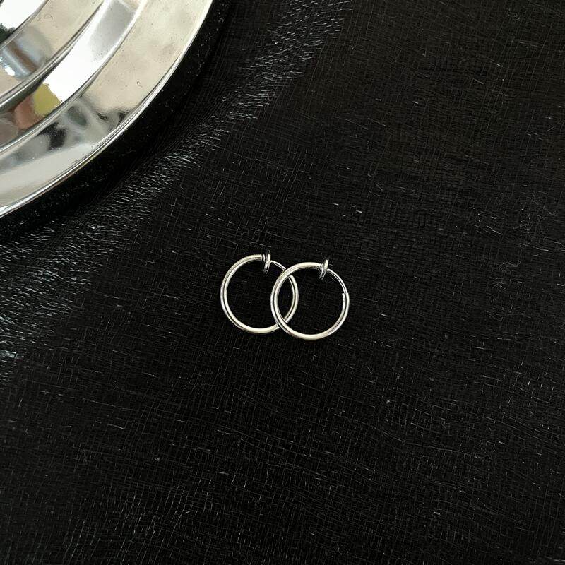 素圈耳环S925银针银色耳扣耳圈耳扣OL气质冷淡风耳饰无耳洞耳夹详情6