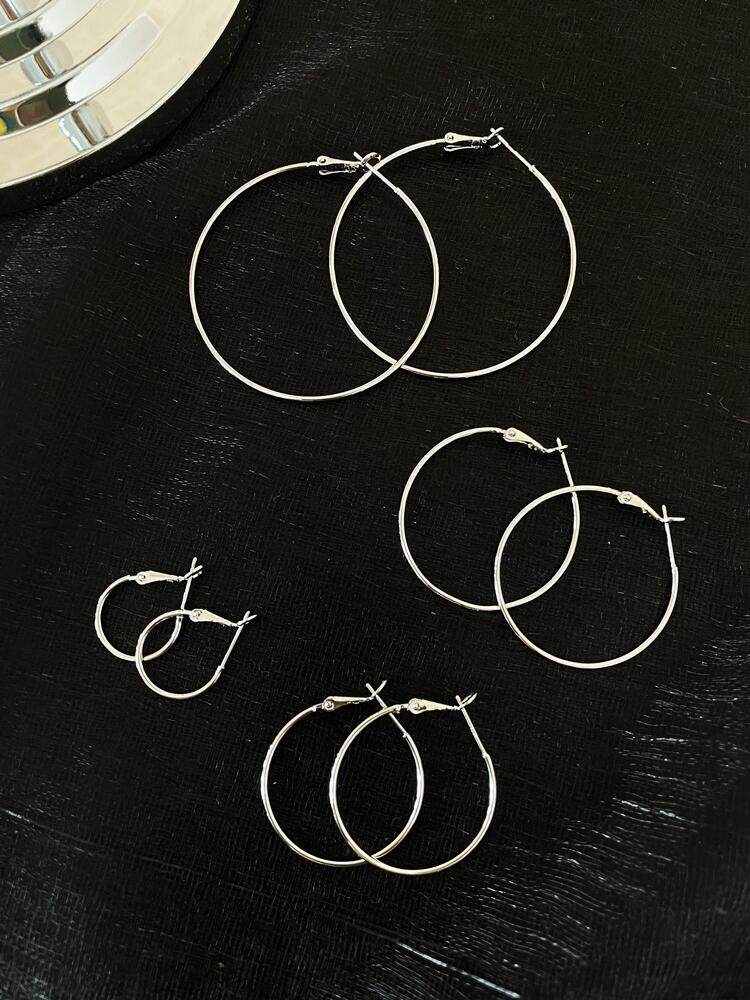 素圈耳环S925银针银色耳扣耳圈耳扣OL气质冷淡风耳饰无耳洞耳夹详情5