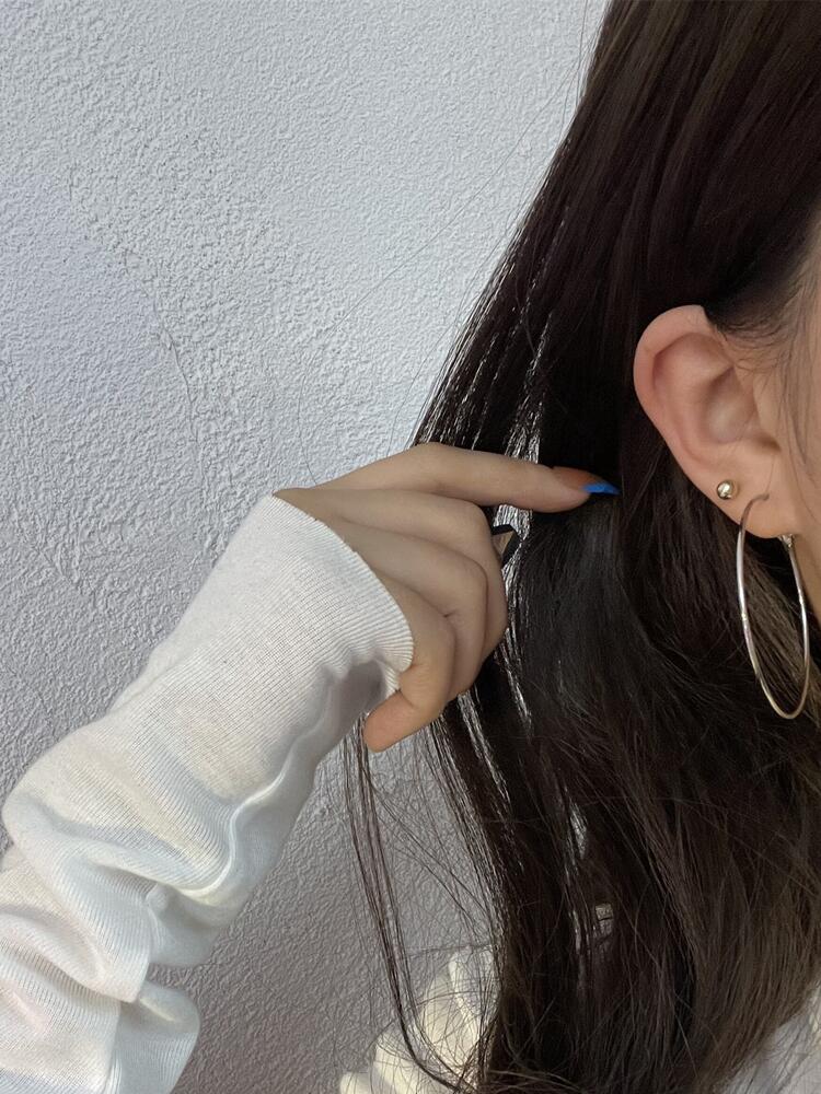 素圈耳环S925银针银色耳扣耳圈耳扣OL气质冷淡风耳饰无耳洞耳夹详情17