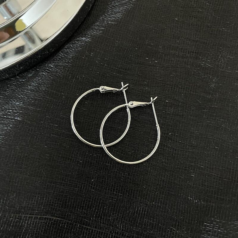 素圈耳环S925银针银色耳扣耳圈耳扣OL气质冷淡风耳饰无耳洞耳夹详情11