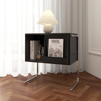 Winne Method Retro Magazine Cabinet Nordic Medieval Locker Suspended Small Side Cabinet Black Ins Solid Wood Bookcase 