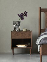 Solid wood bed head cabinet modern minimalist black walnut wood small family bedroom headboard containing lockers