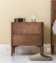 Bed Head Cabinet Nordic Minimalist Modern Minima Black Walnut Wood Solid Wood Light Lavish Bedside Cabinet Bedrooms