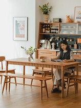 Set Beauty table Home Small family Type modern minimalist Nordic solid wood dining table with drawer dining table and chairs combined