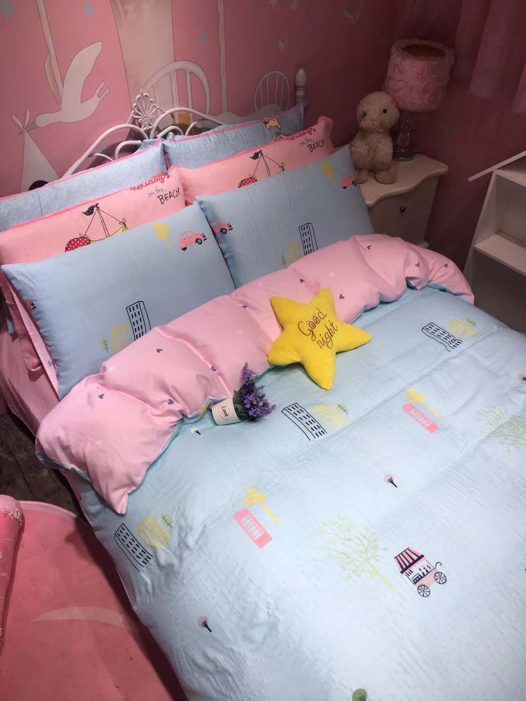 Chim, xe hơi, trẻ em giường, giường, ba mảnh, thoáng khí, mồ hôi hấp thụ, trong hai lớp sợi kit ~