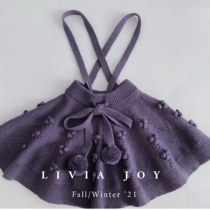Livia Joy Original Merino Wool Handmade Ball Suspender Skirt Popcorn Girls Skirt