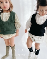 Livia Joy Spring Deep U Neck Cotton Knit Sweater Vest Boys Girls Children