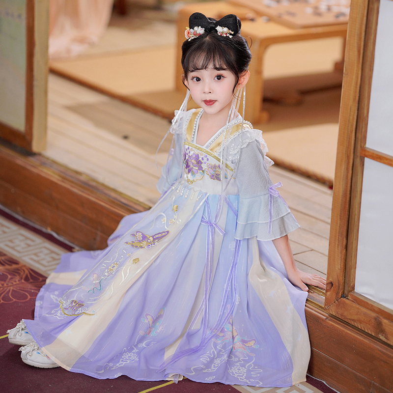 【Dream Butterfly】Children's Ancient Chinese Style Hanfu Tang Suit Costume Super Fairy-Like Ruffle Skirt for Little Girls New Style 【Dream Butterfly】Children's Ancient Chinese Style Hanfu Tang Suit Costume Super Fairy-Like Ruffle Skirt for Little Girls New Style