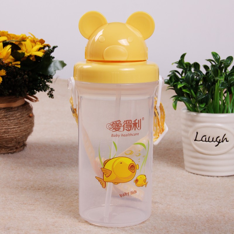 包邮爱得利PP儿童水壶 宝宝吸管水壶   安全带肩带360ml  F50