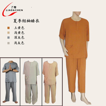 Dust brand meditation suit Monk pajamas Summer short-sleeved suit plus fat increase cotton lay suit short coat