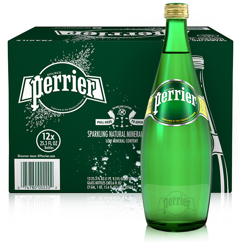 French Perrier Paris Water original taste Imports with gas drinks Subeating water natural mineral water 750ml * 12 bottles