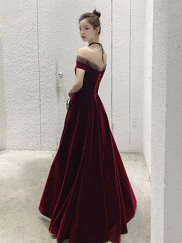 Бархатный бордовый лебедь для невесты, элитное вечернее платье, свадебное платье