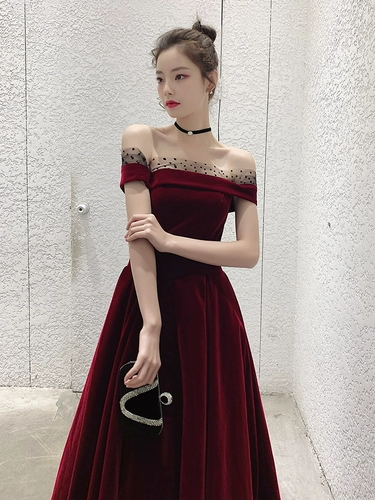 Бархатный бордовый лебедь для невесты, элитное вечернее платье, свадебное платье