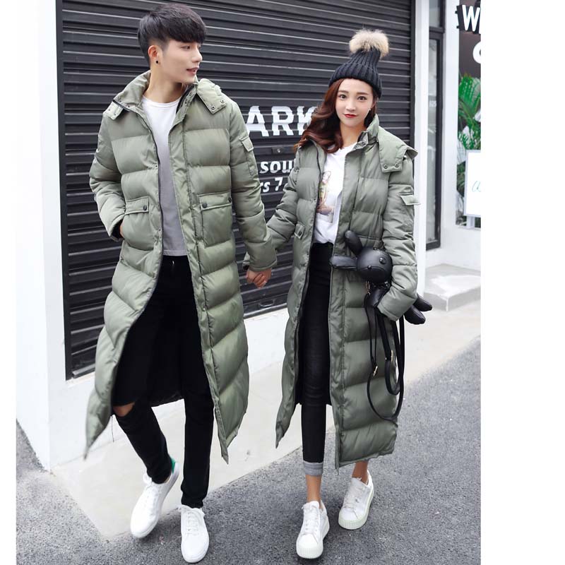 Mùa đông người đàn ông mới của dài dày lên trên đầu gối siêu dài coat siêu dài XL trùm đầu ngoài trời áo bông