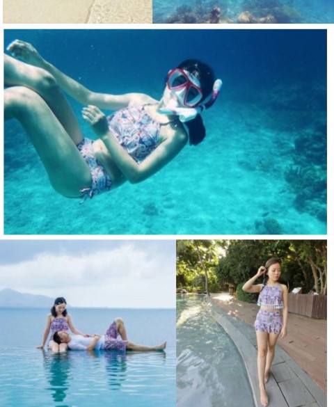 Cặp đôi đồ bơi mùa xuân hot lady ba mảnh bikini bốn mảnh áo tắm mỏng bảo thủ chia quần đi biển đồ đôi mặc đi biển	