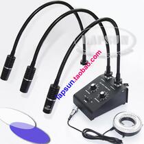  Microscope LED ultraviolet UV light source Double branch tube double gooseneck lamp light source 60 LED ring light