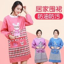 Kitchen dress cooking gown adult long sleeve fashion Lady apron one-piece full cover anti-dressing full bag