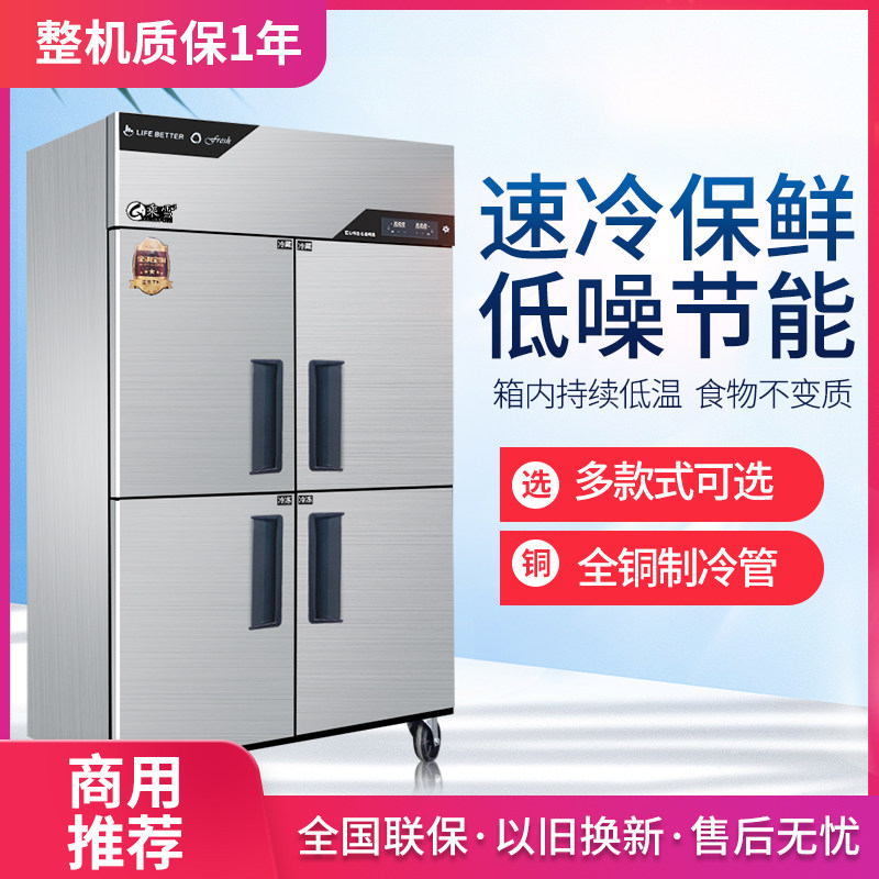 By Snowy Four Doors Six Doors Commercial Refrigerated Double Warm Vertical Kitchen Freezer Full Steel Full Brass Bench Ice Chest 