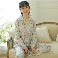 đồ ngủ nữ phục vụ nhà Nhật Bản cotton dài tay bộ đũi mặc nhà