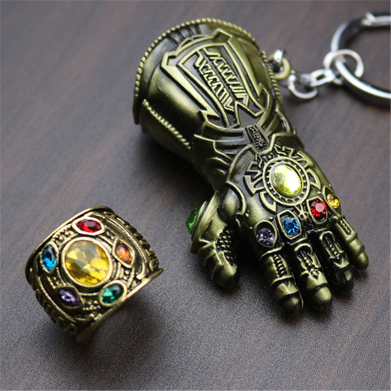 Avengers 3 Thanos Ring Infinity Gauntlet Keychain Pendant Boss Men's Ring Alloy Jewelry Gift Avengers 3 Thanos Ring Infinity Gauntlet Keychain Pendant Boss Men's Ring Alloy Jewelry Gift