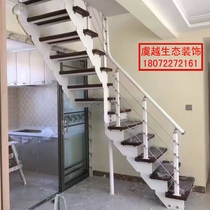 Indoor whole villa attic stair steel wood duplex staircase leaping layer oblique beam rotating staircase factory customized direct sales
