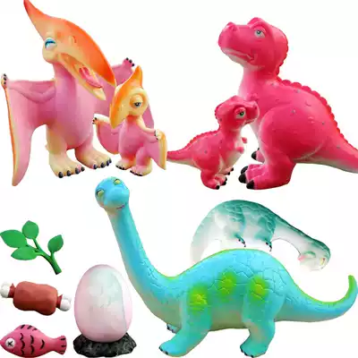 Cartoon dinosaur toys plastic soft glue Tyrannosaurus Brachiosaurus pterosaur pterosaur children men and women treasure simulation animal model set