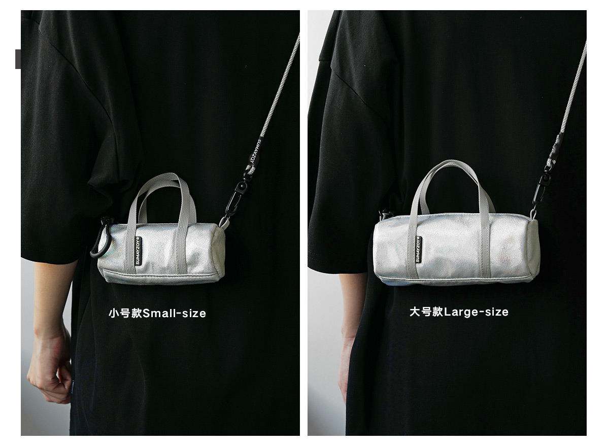 Futuristic metal series mini bag lightweight hanging neck side backpack silver crossbody mobile phone bag fashionable Silver - กระเป๋าแมสเซนเจอร์ - เส้นใยสังเคราะห์ สีเงิน