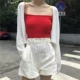 Hàng dệt kim Nữ dài tay mùa thu Ice Silk Short Joker Thin Sunscreen Áo khoác cardigan với Đầm áo len cổ lọ form rộng