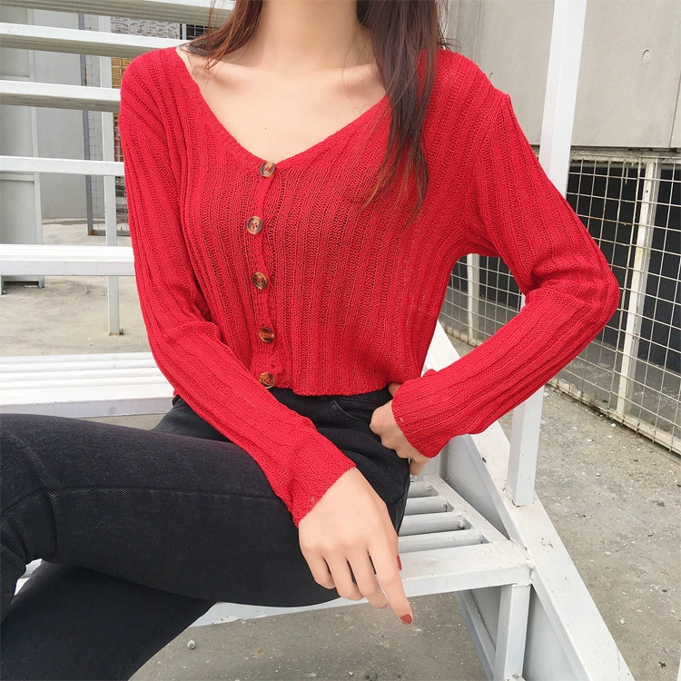 Áo chống nắng đan áo khoác len nữ mùa hè mỏng phần ngắn lỏng tay dài băng lụa rỗng khăn choàng bên ngoài áo điều hòa