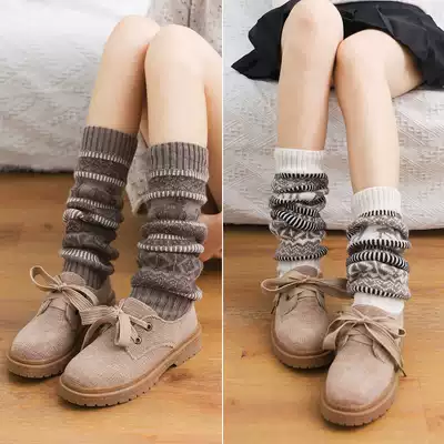 Autumn and winter forest leg guards female thick warm wool stockings day knee pads high socks half long socks