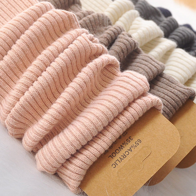 New pure color thin cashmere knee socks female Korean heat knee-protective knee-foot set