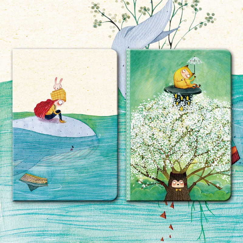 Suitable for air2 protective sleeves ipadmini4 creative cartoon cute shell Mini 3 shockproof ultra-thin art leather cover