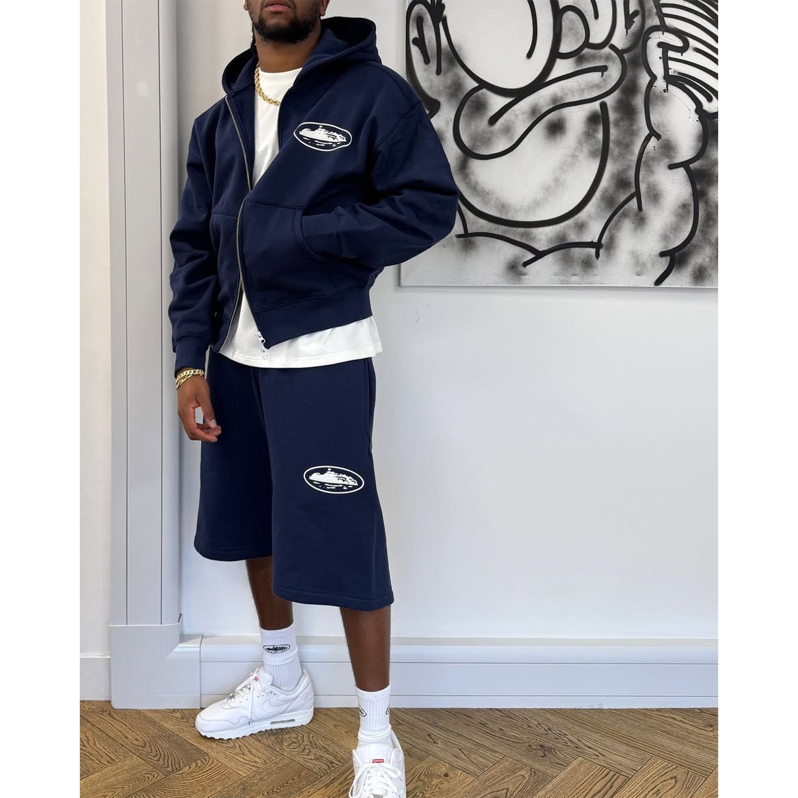 Corteiz british street hip-hop embroidered letter zip-up hoodie