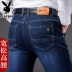 Playboy jeans nam mùa thu và mùa đông dày thẳng thẳng lỏng cao eo sâu tập tin hoang dã thường béo thư viện trung niên béo phong cách ăn mặc nam Cao bồi