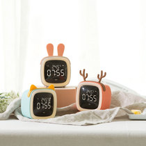 Cute PET TV lazy alarm clock Student creative mute rechargeable LED clock Bedside luminous voice-activated electronic clock