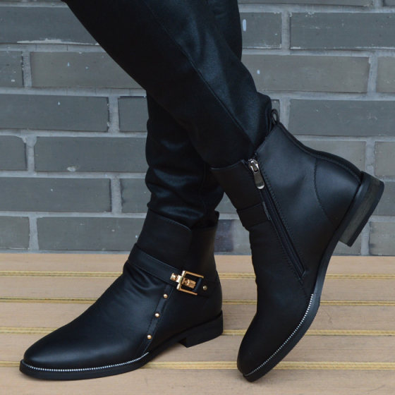 男靴子潮流马丁靴男英伦短靴皮靴工装靴高帮男士时尚皮鞋韩版冬季