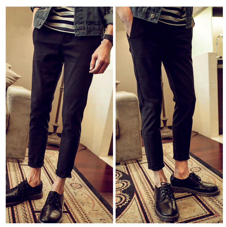 Quần nam quần âu chân chín quần quần Slim mùa thu và quần phù hợp với quần 9 quần quần nam hoang dã cộng với nhung dày quần vải nam