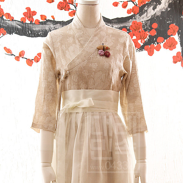 Korean original imported living hanbok Korean national clothing pure linen jacquard dress H-S01263