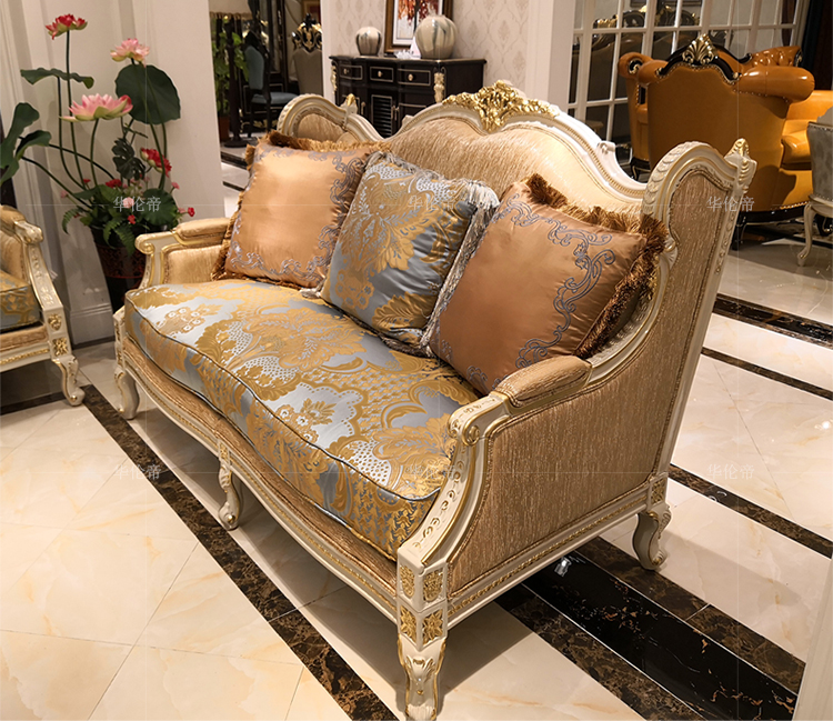 Sofa vải châu Âu 123 kết hợp Jane phòng khách sâm banh Mỹ Mỹ gỗ rắn xuống sofa bốn người - Ghế sô pha mẫu ghế sofa gỗ
