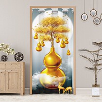 Door Curtain Partition Curtain Home Living Room Semi-Curtain Wind-Proof Air Conditioning Kitchen Bedroom Door Curtain Telescopic Rod Free Of Punch Cloth Art