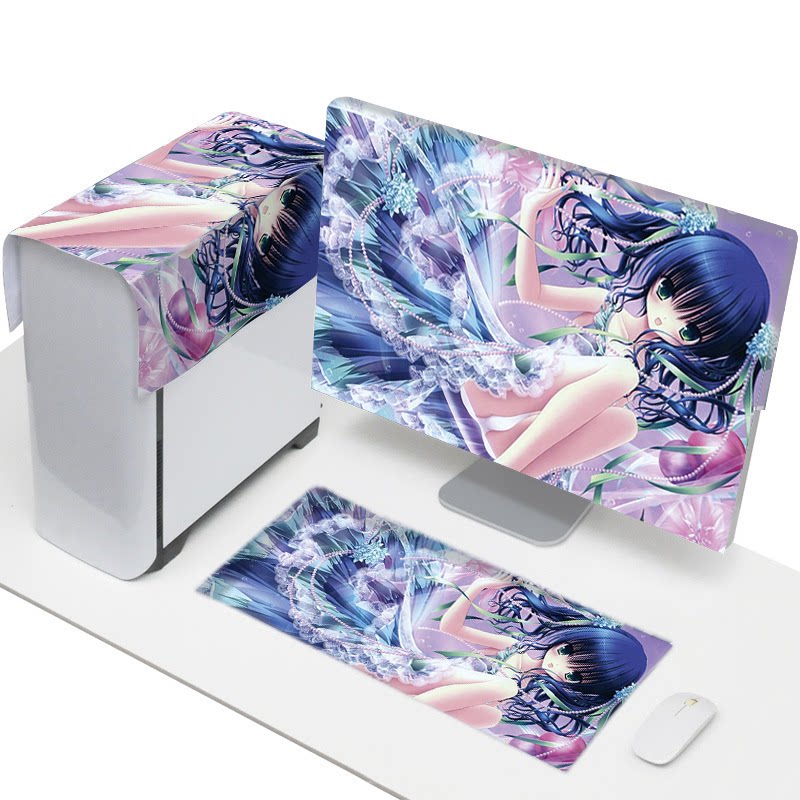 Computer cover set dust cover desktop LCD computer cloth Nordic style cute simple computer cover set 24 inches 22