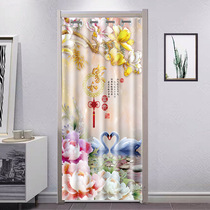 Punch-free curtain partition curtain blocking wind fabric bedroom home toilet fitting room kitchen toilet curtain