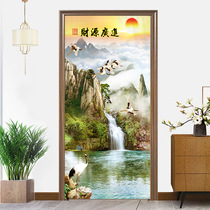 Magic Sticker Door Curtain Partition Curtain Wind Shield Green Planting Living-room Semi-Curtain Decoration Home Curtain Cloth Art Free Of Punch Set Up