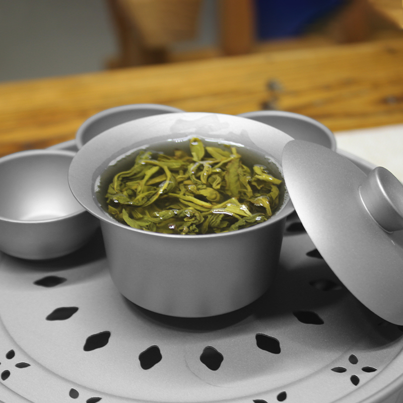 Pure Titanium Cover Bowl Chinese Tea Cup Double Layer Anti-Scalding Tea Maker With Lid Large Size Tea Bowl Tea Sea Tea Set Group Teapot