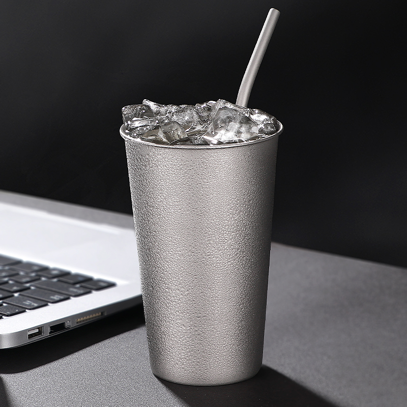 Pure Titanium Wine Glass Home Color Monolayer Water Cup Large Caliber 500 Ml Outdoor Wild Cooking Camping Titanium Alloy Resistant